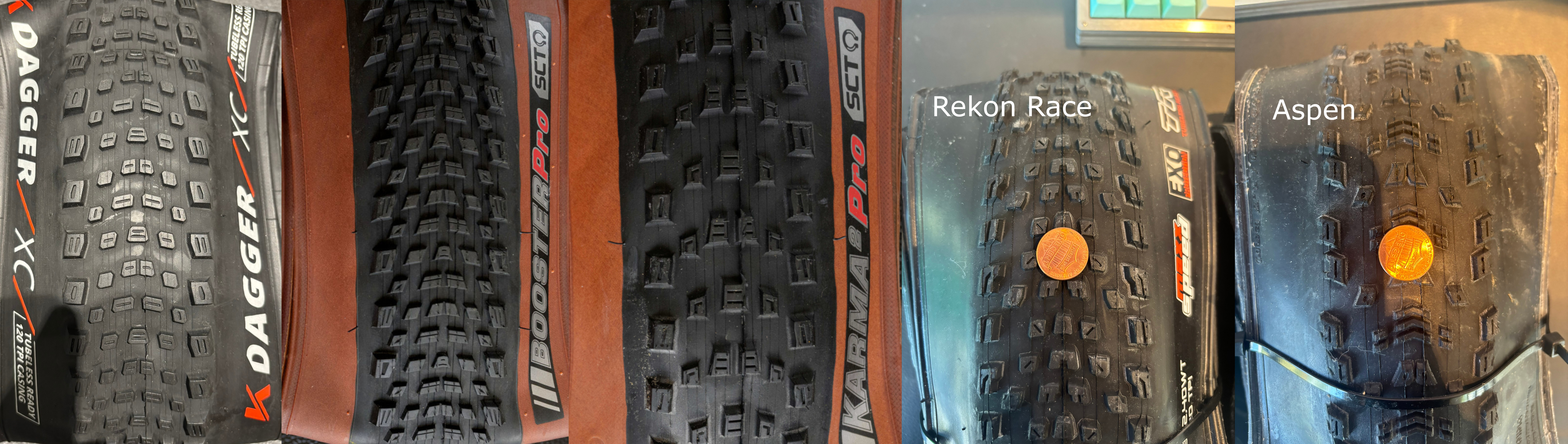 Kenda Dagger tread compared side by side with other XC tires