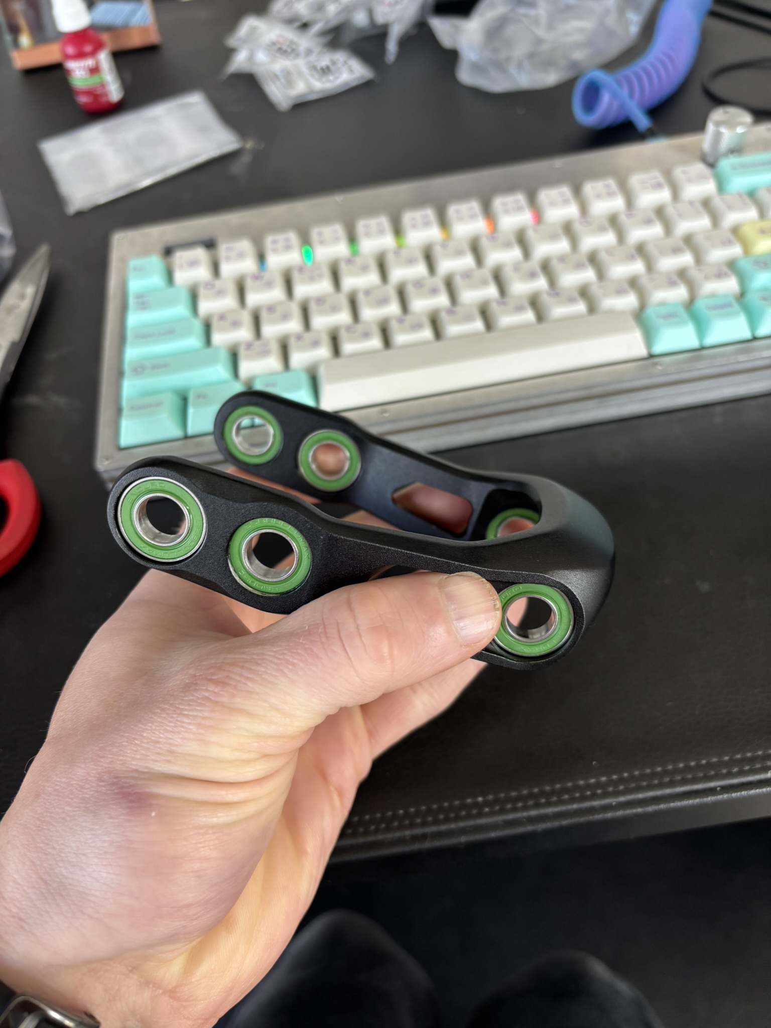 Aluminum pivot piece with all new bearings pressed in