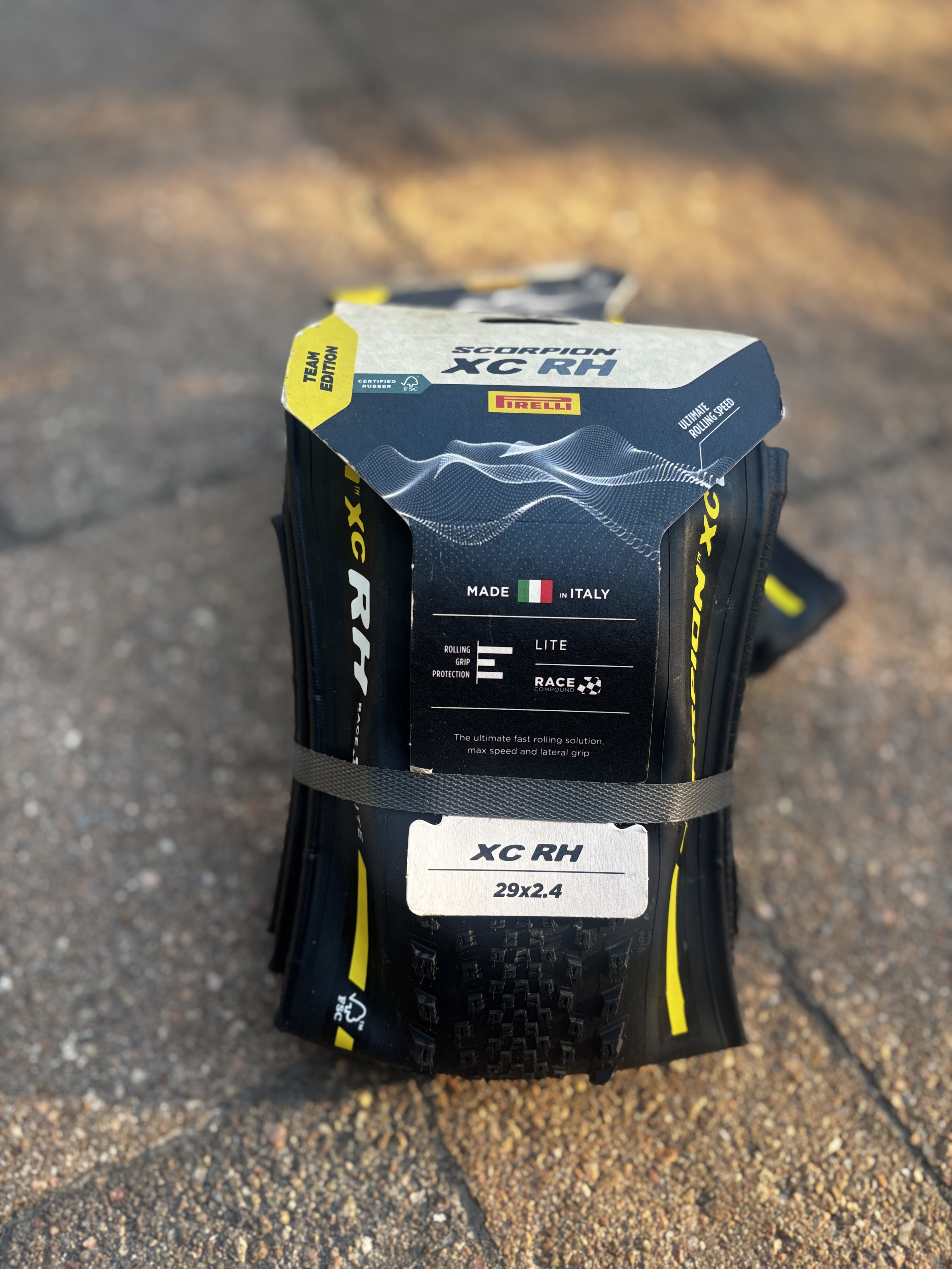 Pirelli Scorpion XC RH Lite Team Edition tire in packaging